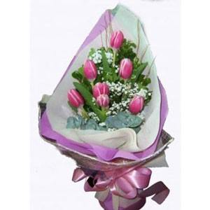 6 pink tulips bouquet