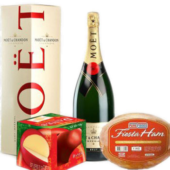 Ham, Cheese and Wine Gift Basket
