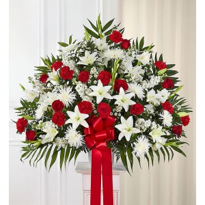 Mixed White and Red Inaugural Flowers Stand
