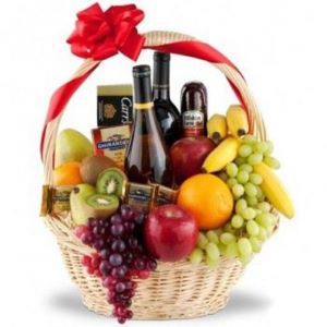 wines, cheese, crackers and fruits
